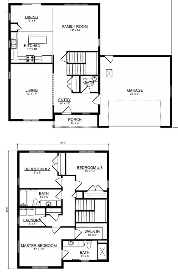 Floor plan for a 2-story home